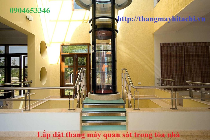 thang máy quan sát hitachi đặt trong ngôi nhà 